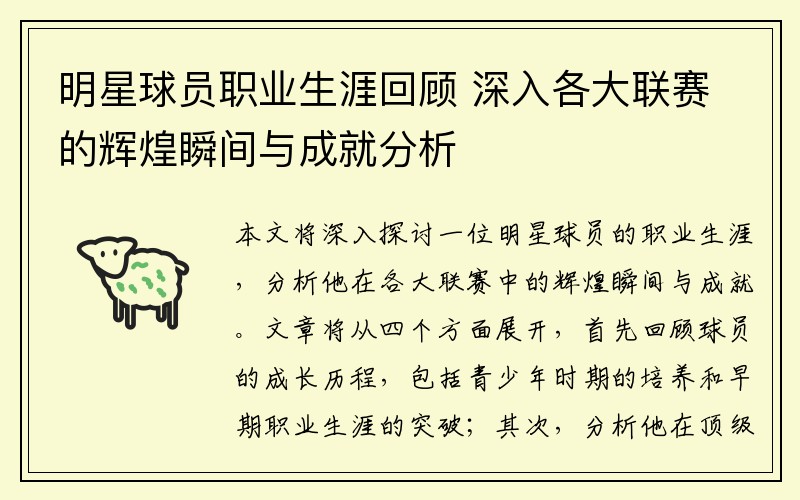 明星球员职业生涯回顾 深入各大联赛的辉煌瞬间与成就分析