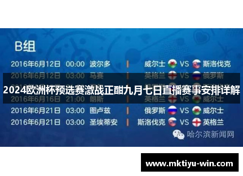 2024欧洲杯预选赛激战正酣九月七日直播赛事安排详解