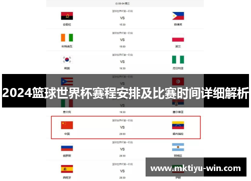 2024篮球世界杯赛程安排及比赛时间详细解析